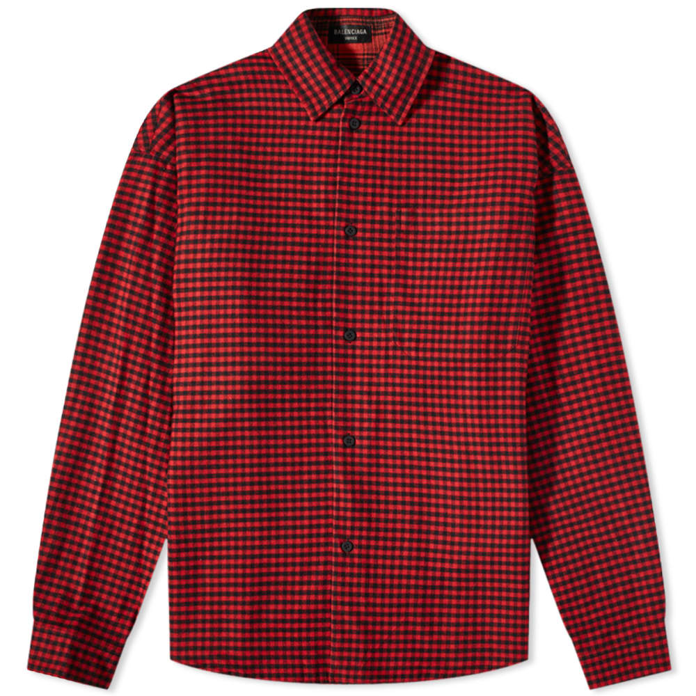 Риза Balenciaga Reversible Oversized Check Overshirt Червено | 720105-TNM23-6400, 0