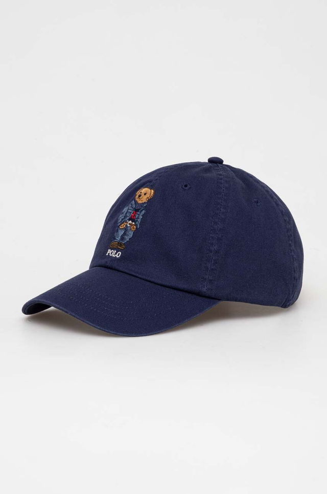 Cotton Baseball Cap with Polo Bear Embroidery