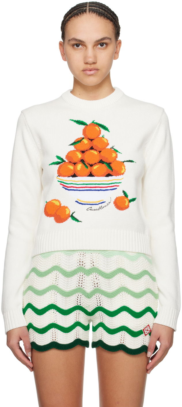 Пуловер Casablanca Pyramide D'Oranges Sweater Бяло | WPS24-KW-595-01