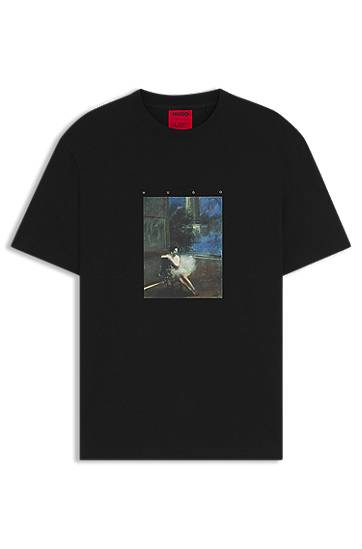 Тениска BOSS HUGO x apoh Cotton-Jersey T-Shirt with Ballerina Artwork Черно | 50545995, 0