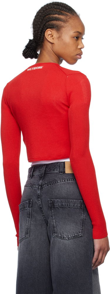 Пуловер We11done We11done Ribbed Tight Knit Cardigan Червено | WD-KC0-25-614-W-RD, 2