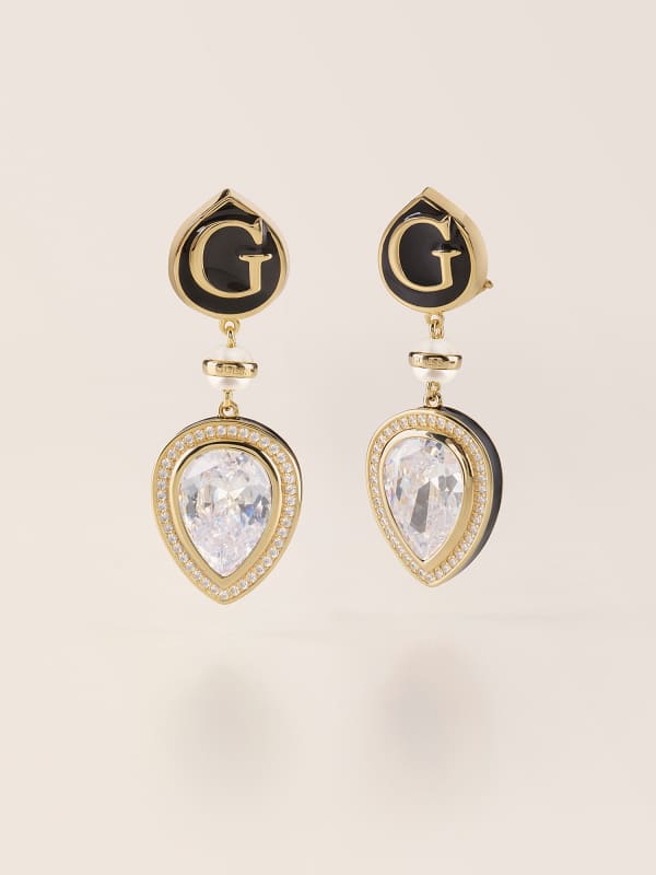 Обеци GUESS Gold Tone Crystal-Embellished Drop Earrings Металик | JUBS01603JW, 0