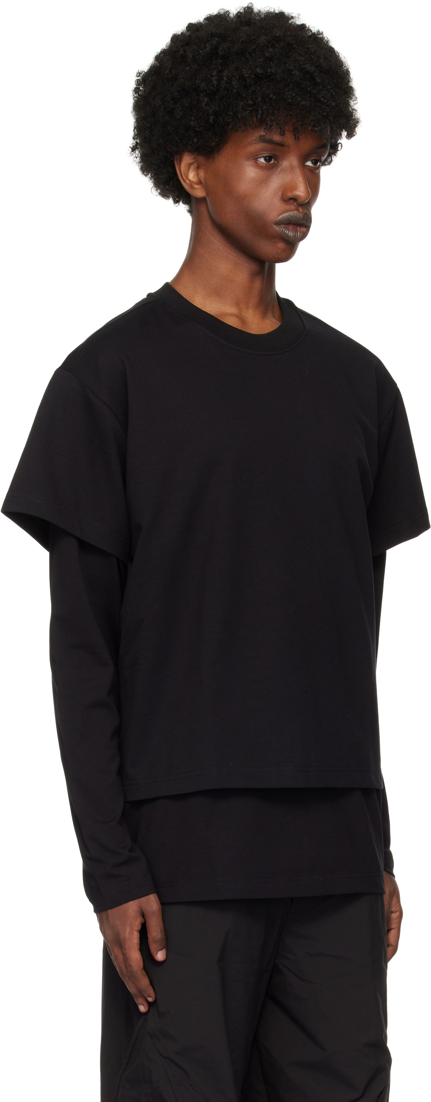 Тениска HELIOT EMIL Layered Crewneck T-Shirt Черно | AW24_M_09_124_BLK01, 1