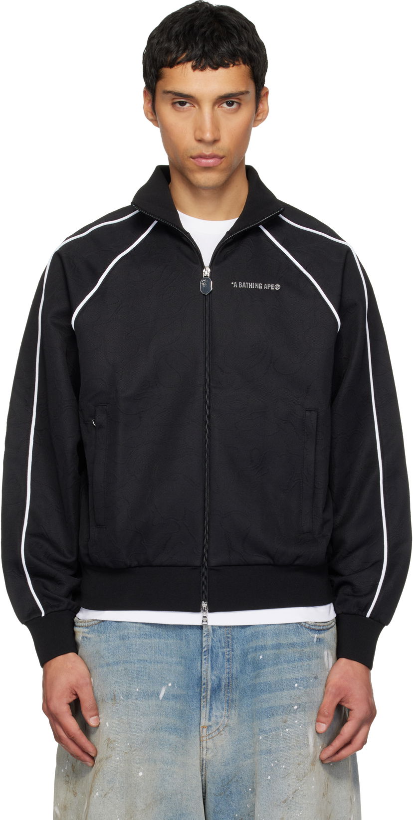 Яке BAPE Line Camo Metal Logo Track Jacket Черно | 001ZPL801317M