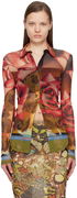 Jean Paul Gaultier Roses Print Mesh Shirt
