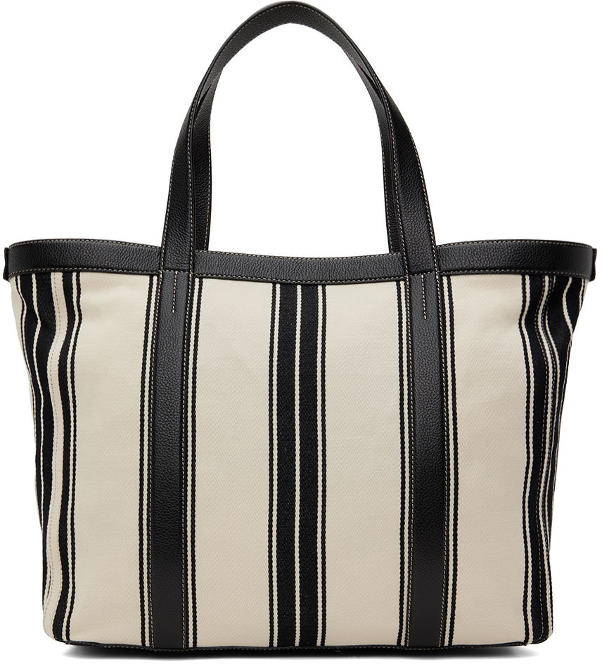 Голяма пазарска чанта TOTEME TOTEME Striped Canvas Tote Черно | 242-WAL2372-FB0176, 0