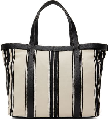 Голяма пазарска чанта TOTEME TOTEME Striped Canvas Tote Черно | 242-WAL2372-FB0176, 0