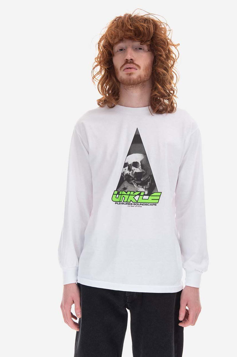 Тениска Pleasures Soundscape Long Sleeve T-Shirt Print Бяло | P22U003