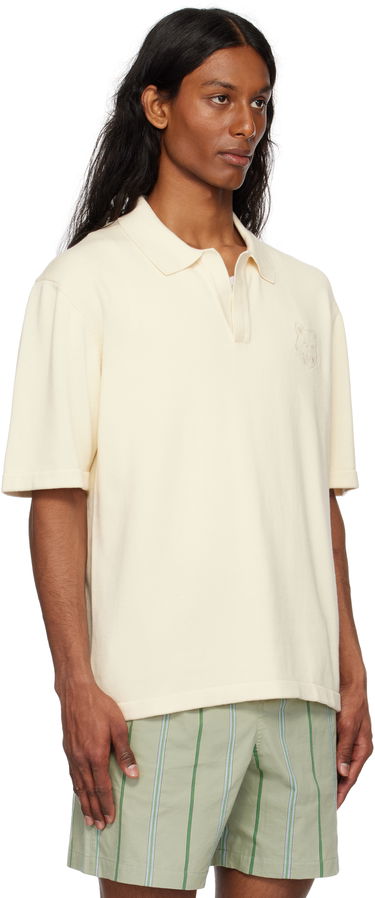 Поло тениска MAISON KITSUNÉ Maison Kitsuné Fox Head Embroidered Knitted Polo Тъмно синьо | OM00205KT1135, 4