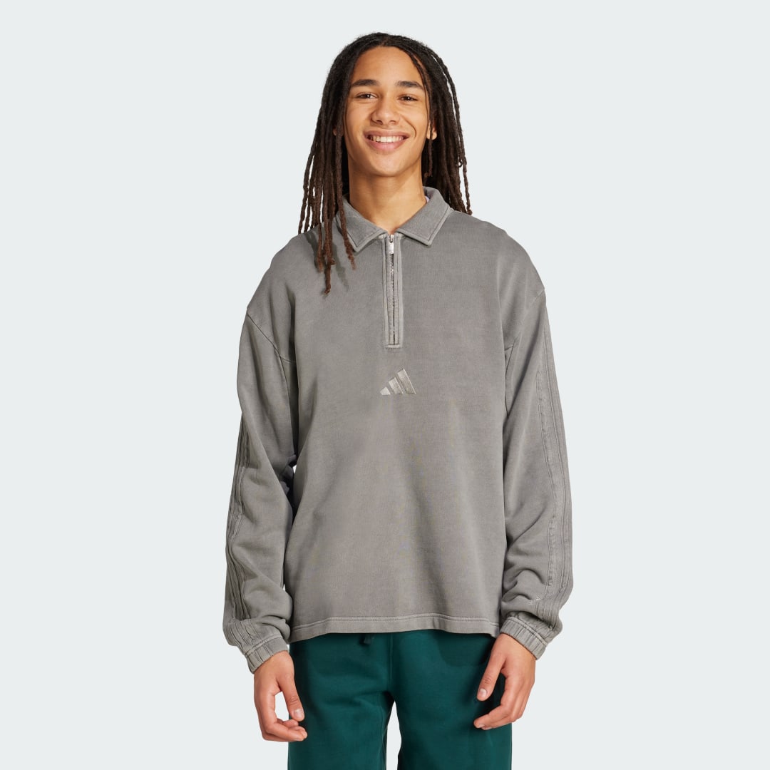 Суитчър adidas Performance ALL SZN Washed French Terry Half-Zip Sweatshirt Сиво | JY1722, 0