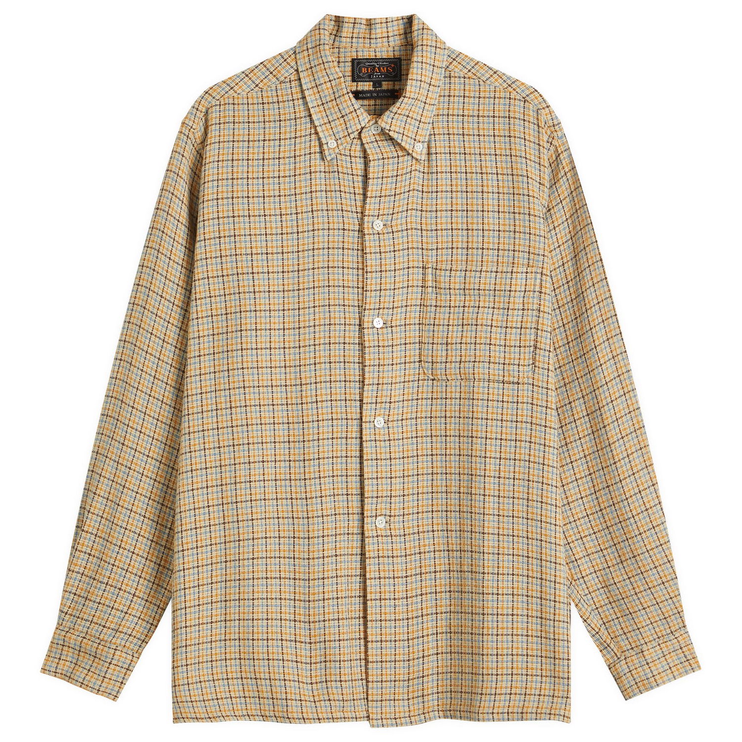 Риза BEAMS Beams Plus Gunclub Mesh Button Down Shirt, Size Small Бежово | 3811-1162-139-20, 1