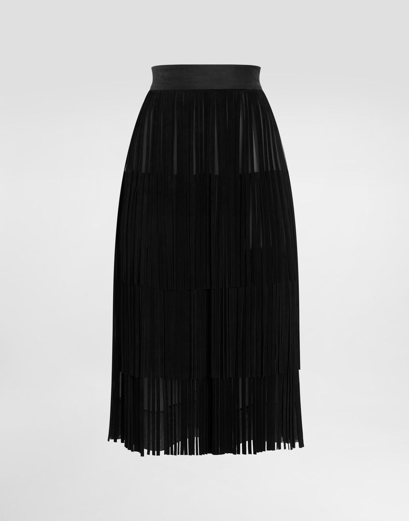 Пола Dolce & Gabbana Organza Tiered Pleated Skirt Черно | F4DARZGDDIFN0000