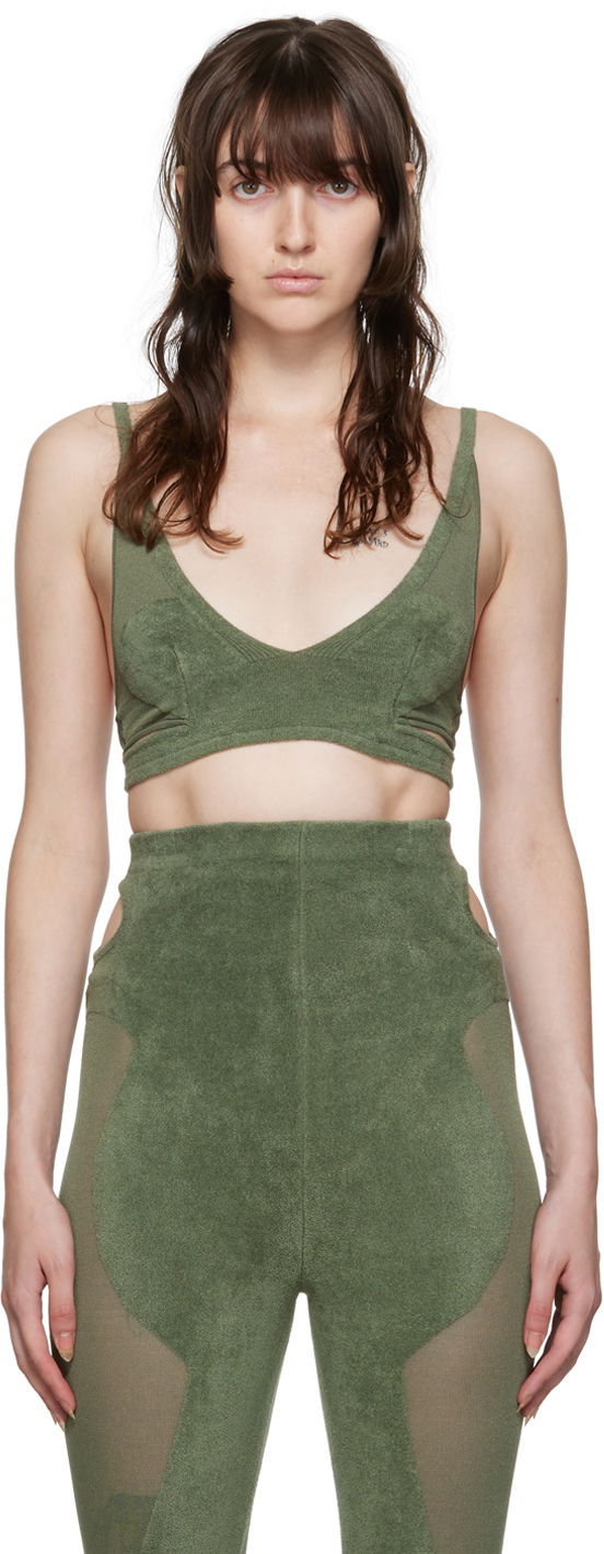 Сутиен Dion Lee Chenille Intarsia Bra Зелено | A7606P22, 0