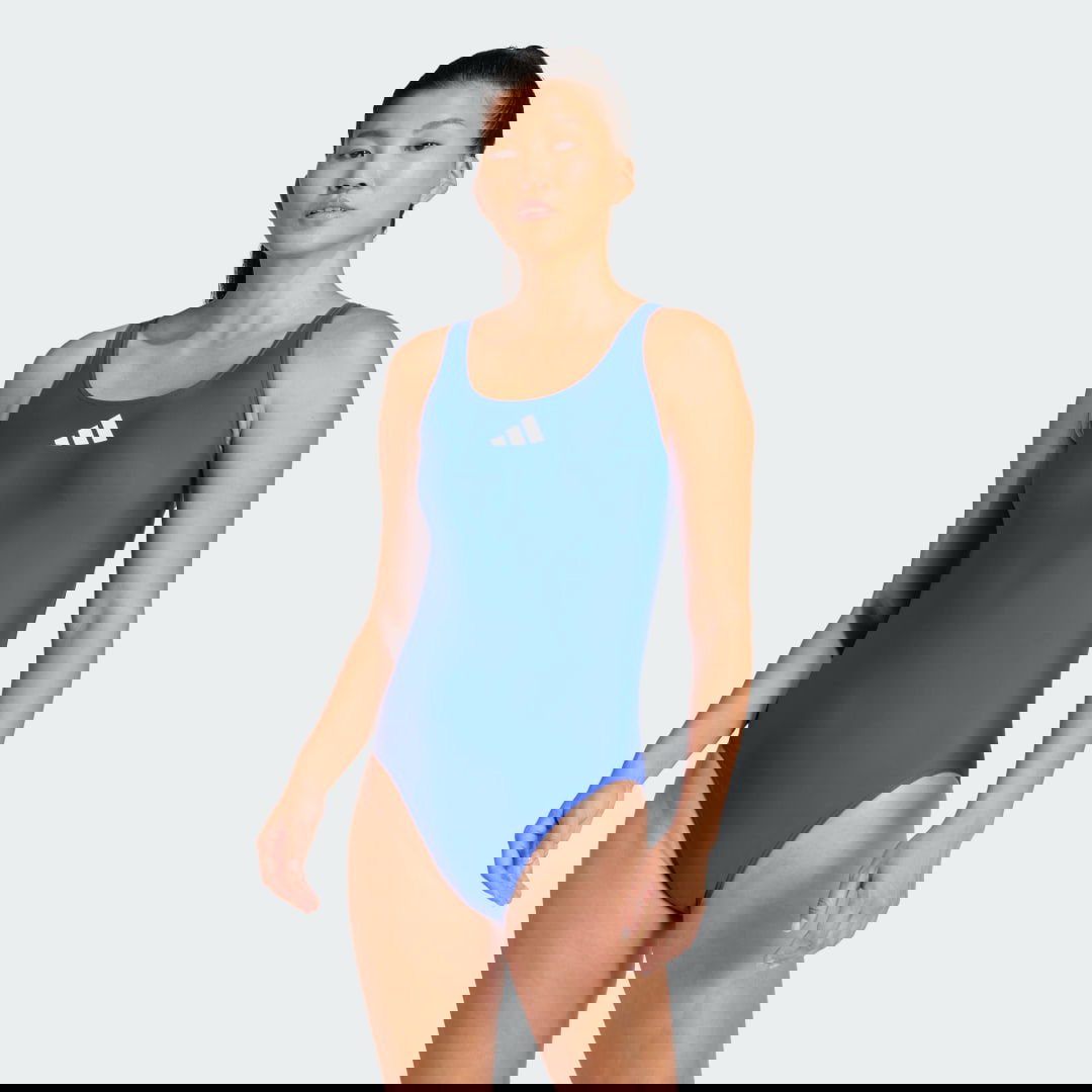 Бански adidas Performance 3 Bar Logo One Piece Swimsuit Синьо | JE1918, 0