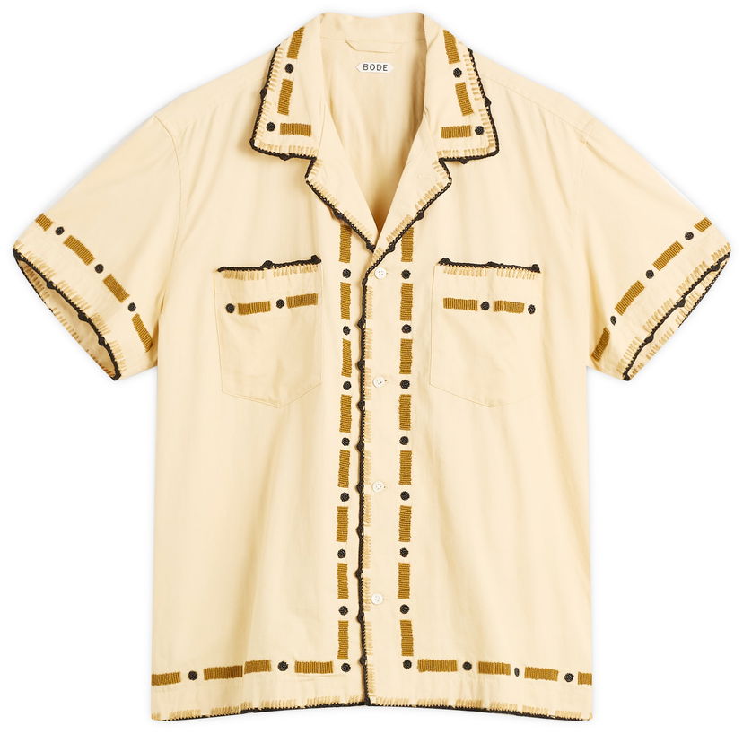 Риза Bode Beaded Ryegrass Short Sleeve Shirt, Size Large Бежово | MRF25SH018
