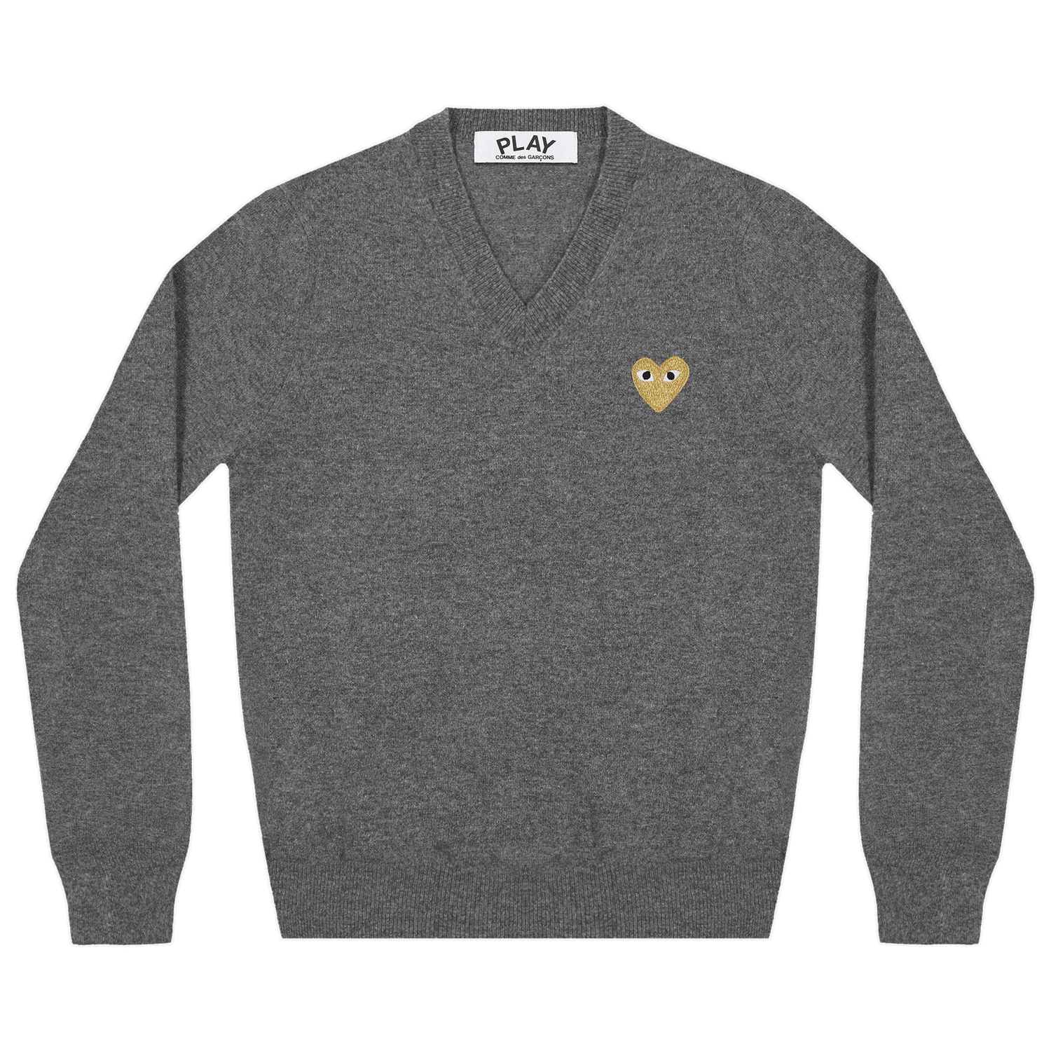 Пуловер Comme des Garçons PLAY Heart V-Neck Pullover Сиво | AZ N047 051 3, 0