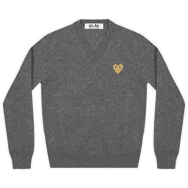 Пуловер Comme des Garçons PLAY Heart V-Neck Pullover Сиво | AZ N047 051 3, 0