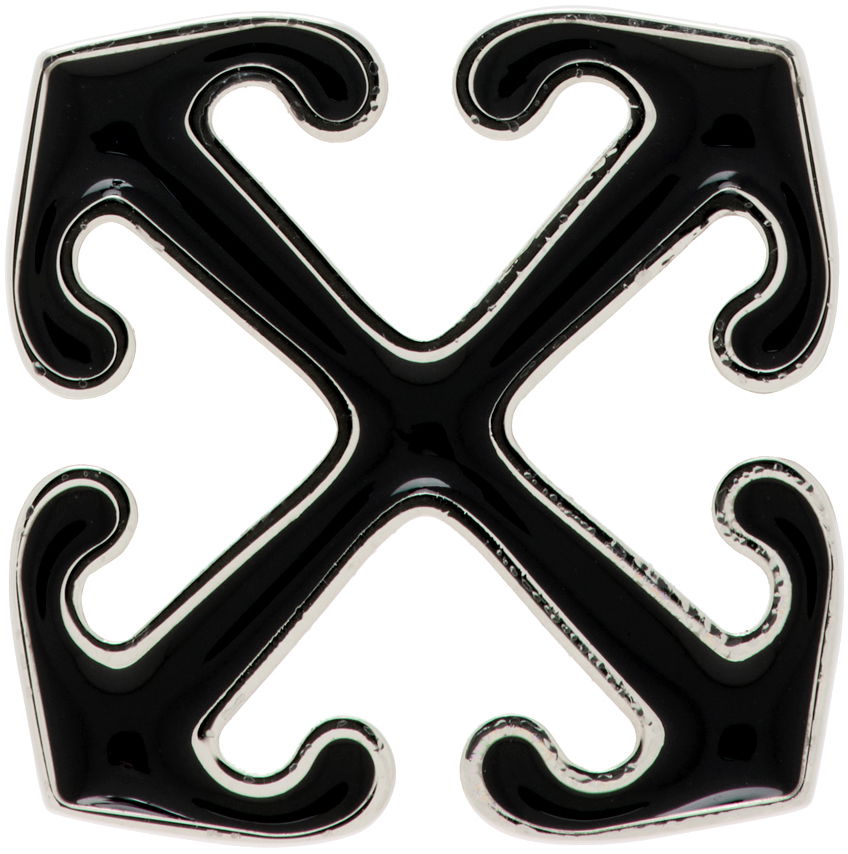 Обеци Off-White Silver & Black Enamel Arrow Single Earring Черно | OMOD116F24MET0017210, 0