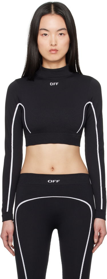 Съкратен топ Off-White Off-White Stamp Seamless Crop Top Черно | OWVB046C99KNI0021001, 0