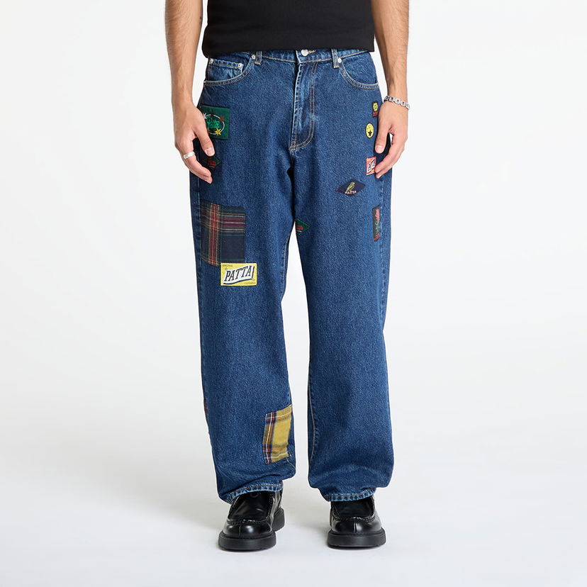Дънки Patta Whole Lotta Labels Patched Denim Pants Синьо | POC-AW25-4200-386-0006-197