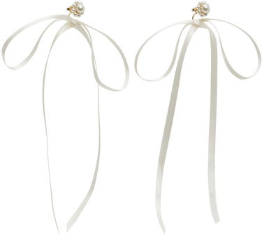 Обеци Simone Rocha Simone Rocha Bow Ribbon Stud Earrings Бяло | ERG389 0904, 4