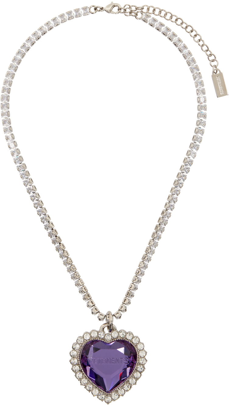 Колие VETEMENTS Crystal Heart Necklace Сиво | UE64NE200V, 0