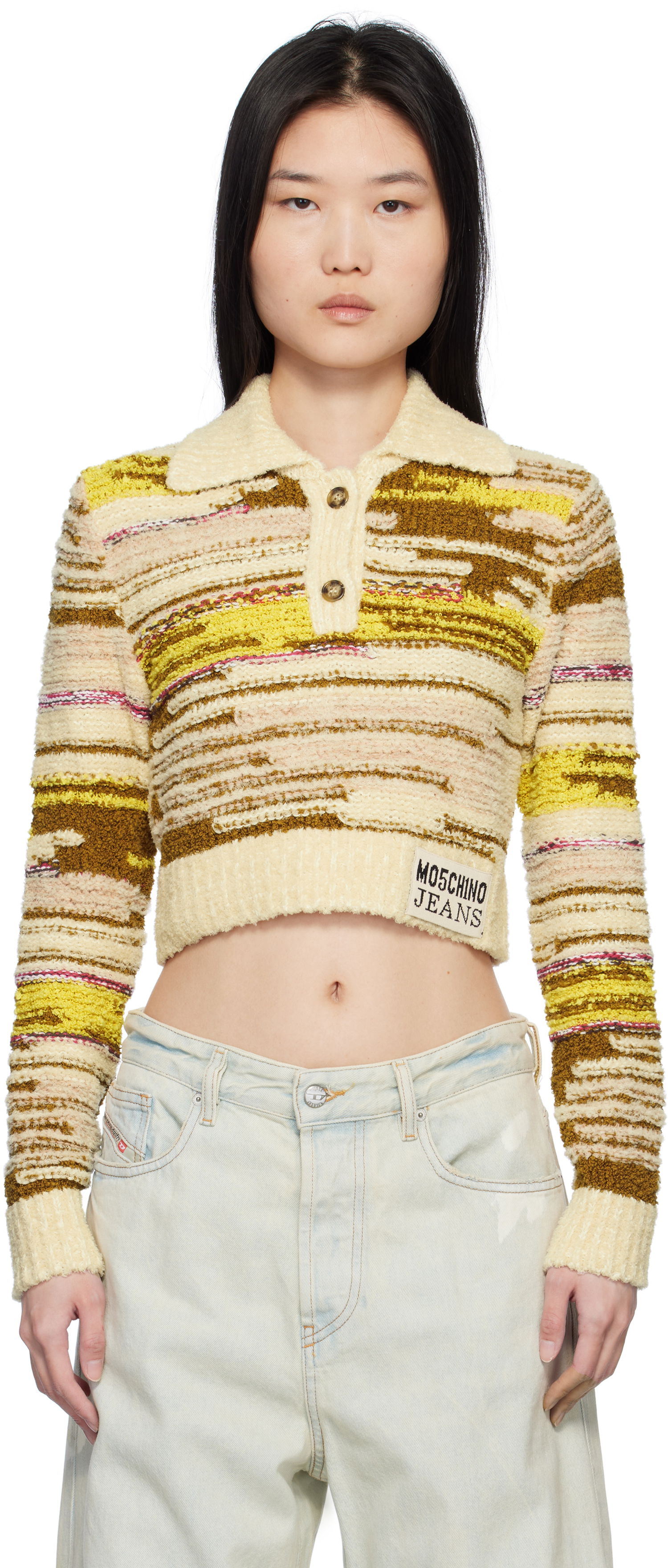 Пуловер Moschino Moschino Jeans Cropped Pullover Polo Многоцветен | 251K10922, 0