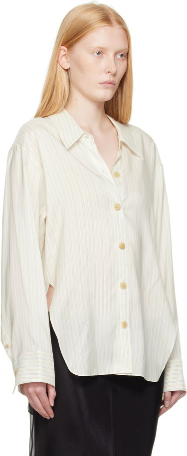 Риза Khaite Khaite Herschel Striped Button-Down Shirt Бяло | 23793003, 1