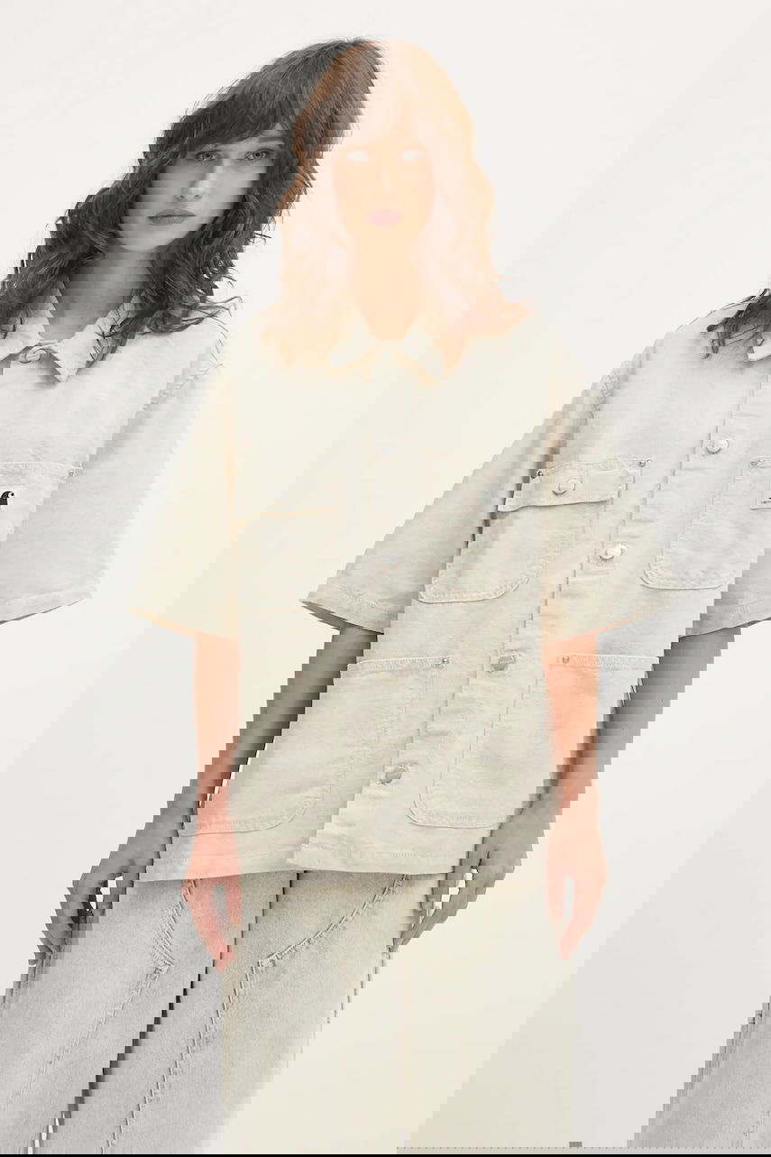 Риза Carhartt WIP Michigan Short-Sleeve Linen Blend Regular Fit Classic Collar Shirt Бежово | I035573.502, 0