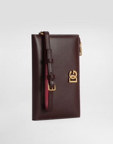 Портфейл Dolce & Gabbana Dolce & Gabbana Calfskin Passport Holder with DG Logo Бургунди | BI3336A9M758K384, 1