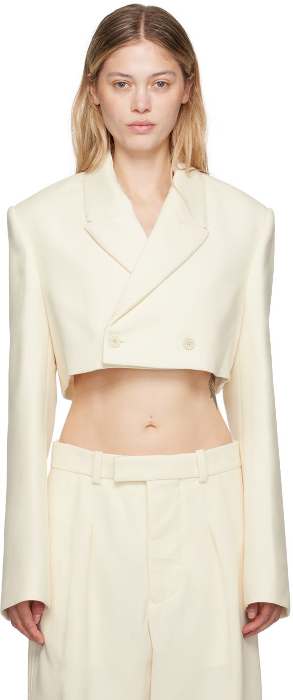 Облекло WARDROBE.NYC Off-White Cropped Blazer Бежово | W4076PC, 0