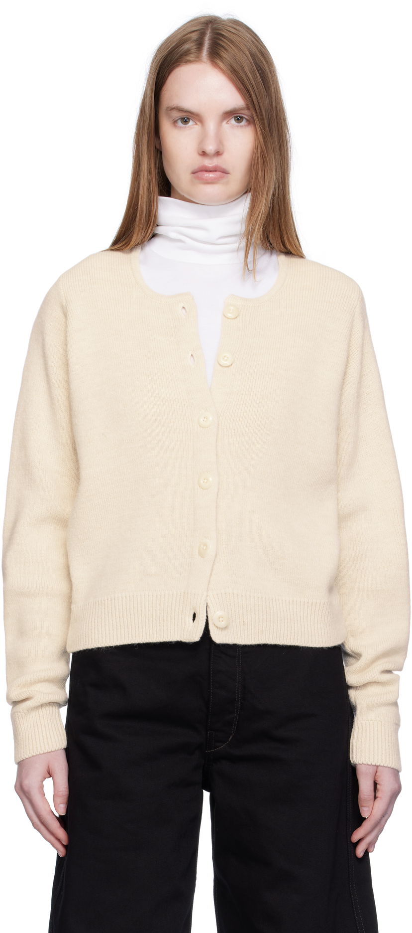 Пуловер LEMAIRE Lemaire Alpaca Cropped Cardigan Бежово | TO1411 LK1028