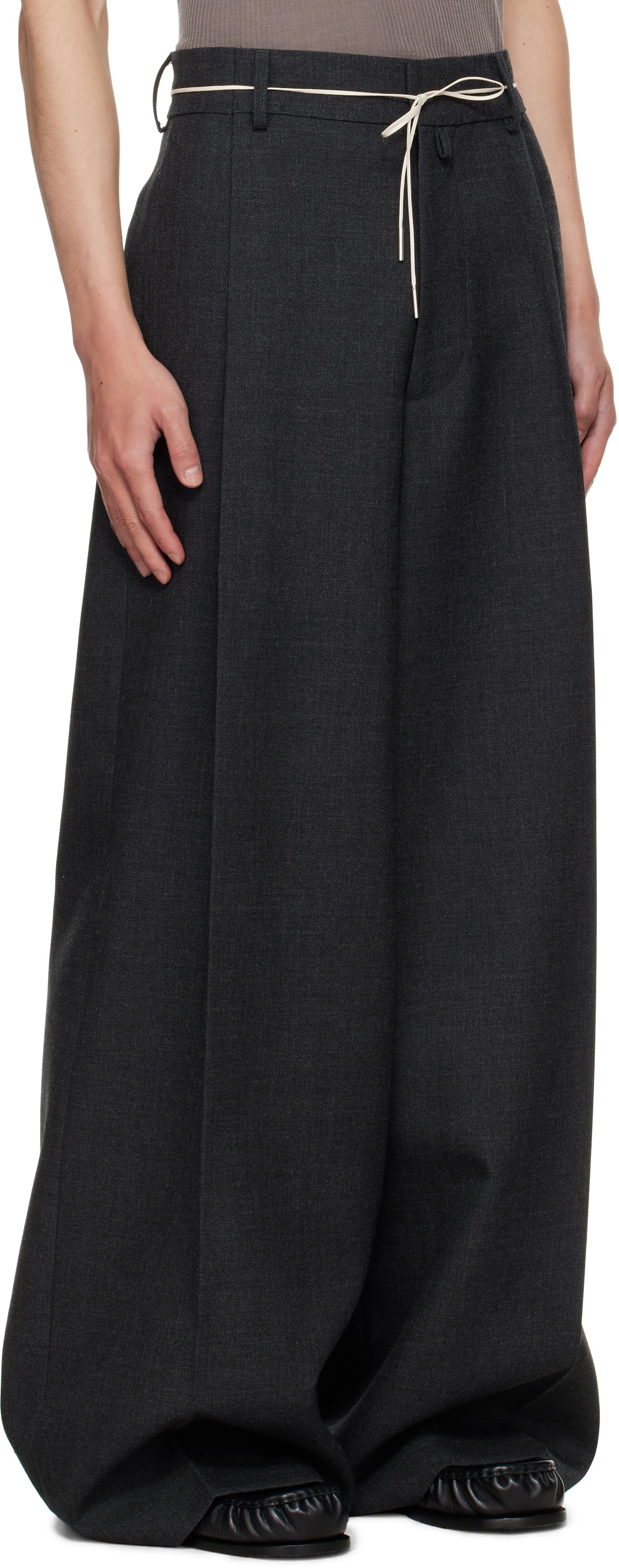 Панталони Dries Van Noten Dries Van Noten Wide Leg Pleated Trousers Сиво | 252-020915-2247, 1