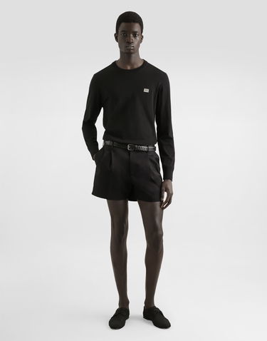 Пуловер Dolce & Gabbana Dolce & Gabbana Cotton Round-Neck Sweater with Metal Tag Черно | GXX02TJBCE9N0000, 1