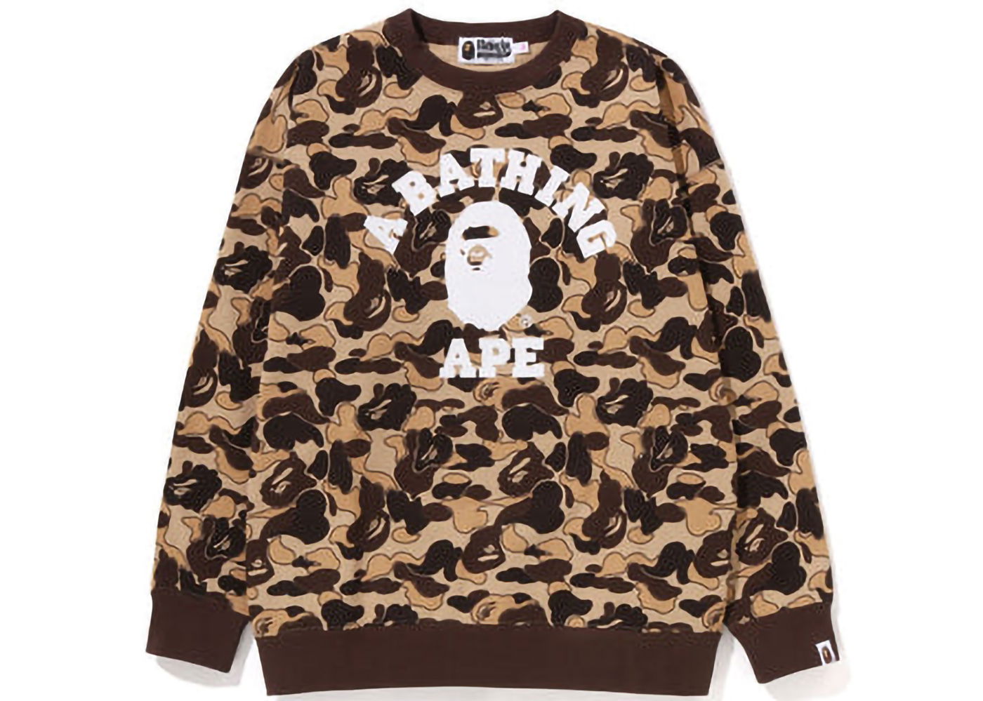 Пуловер BAPE Cookie Camo 2 College Oversized Crewneck Кафяво | 1J30-213-003, 0
