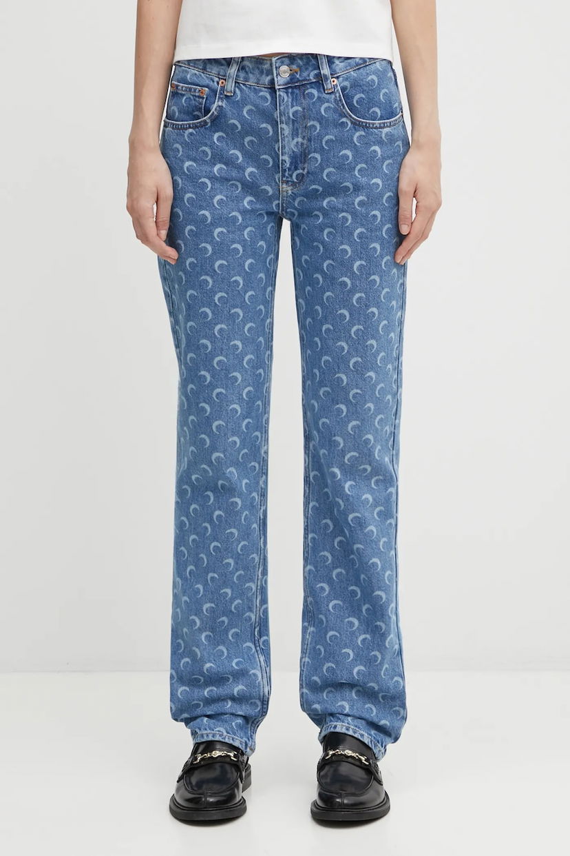 Дънки Marine Serre Marine Serre Moon Laser Denim Straight Medium Waist Синьо | WPA128BCDEN0002