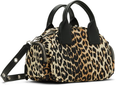 Дамска чанта GANNI Leopard Mini Polochon Bag Металик | A6740, 2