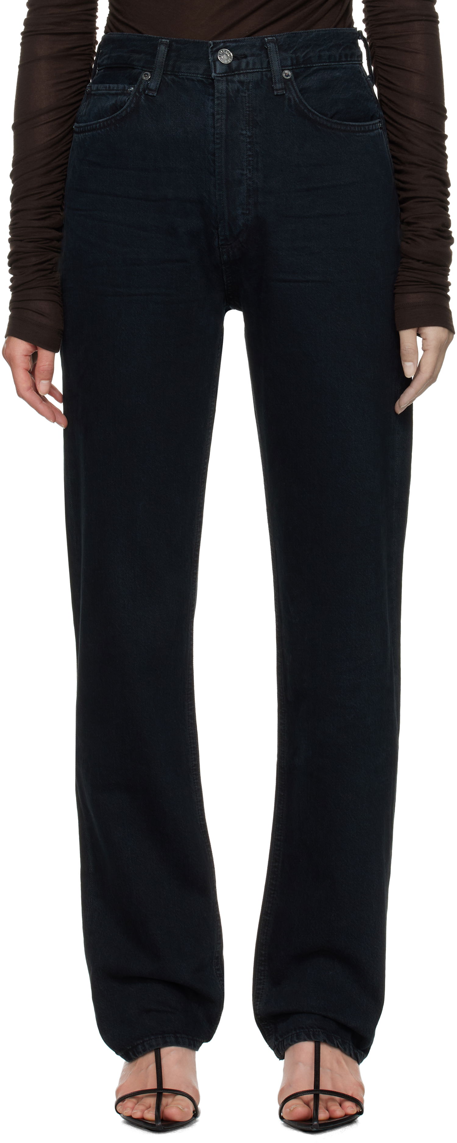 Дънки AGOLDE 90's Pinch Waist High Rise Straight Long Jeans Черно | A9187-1604, 0