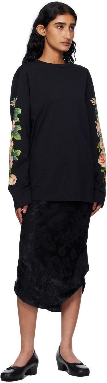 Тениска Simone Rocha Simone Rocha Rose Bouquet Long Sleeve T-shirt Черно | 5194P52-W 0569, 3