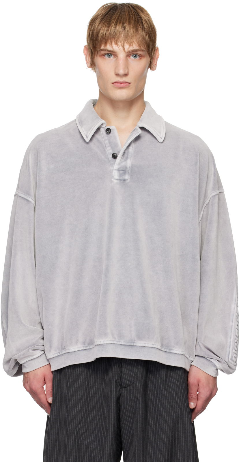 Поло тениска Alexander Wang Articulated Pullover Polo Сиво | UCC4241736