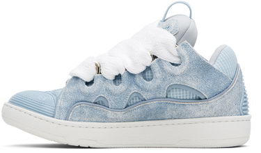 Кецове и обувки LANVIN Blue Curb Denim-Effect Leather Sneakers Синьо | FU-SKDK12-USJE-P25, 2