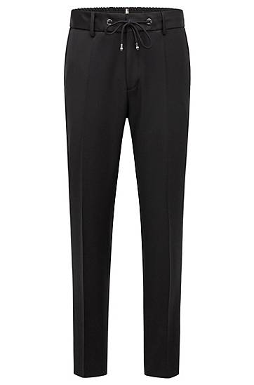 Панталони BOSS Slim-Fit Virgin-Wool Serge Trousers Черно | 50469169, 0