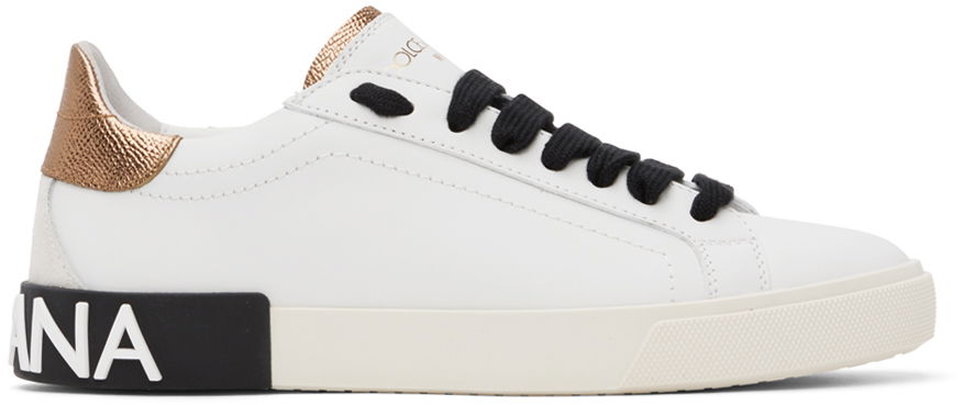 Кецове и обувки Dolce & Gabbana White Portofino Vintage Sneakers Бяло | CK2203 AM780, 0