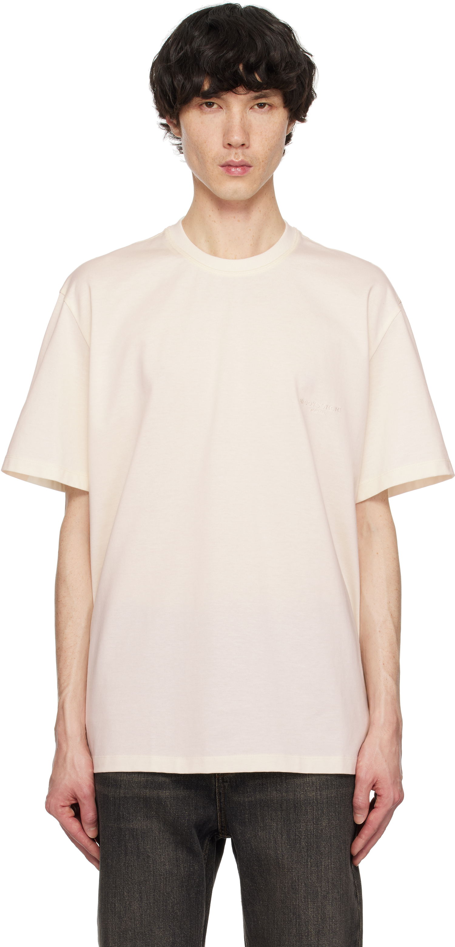 Тениска WOOYOUNGMI WOOYOUNGMI Embroidered Logo T-Shirt Бежово | W251TS02, 0