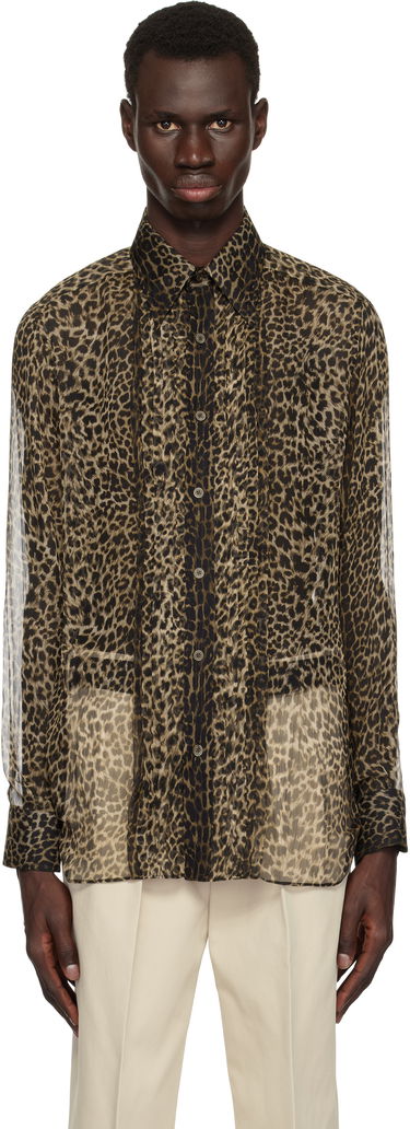 Риза Tom Ford TOM FORD Leopard Plisse Shirt Кафяво | HSA001-FMS051S25, 0