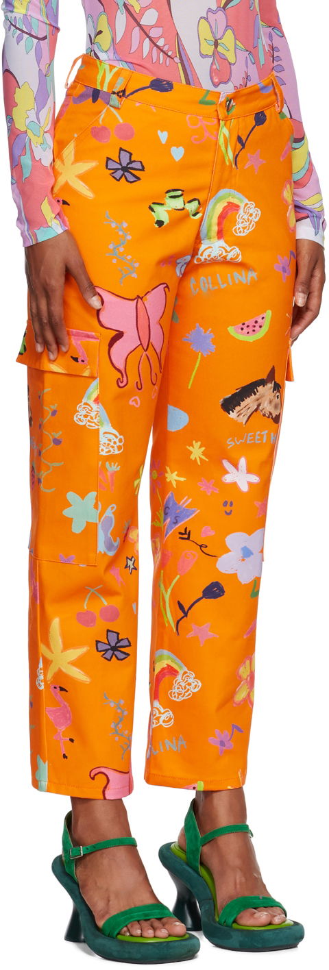 Карго панталони Collina Strada Collina Strada Chason Printed Cargo Pants Оранжево
 | XX6293, 1
