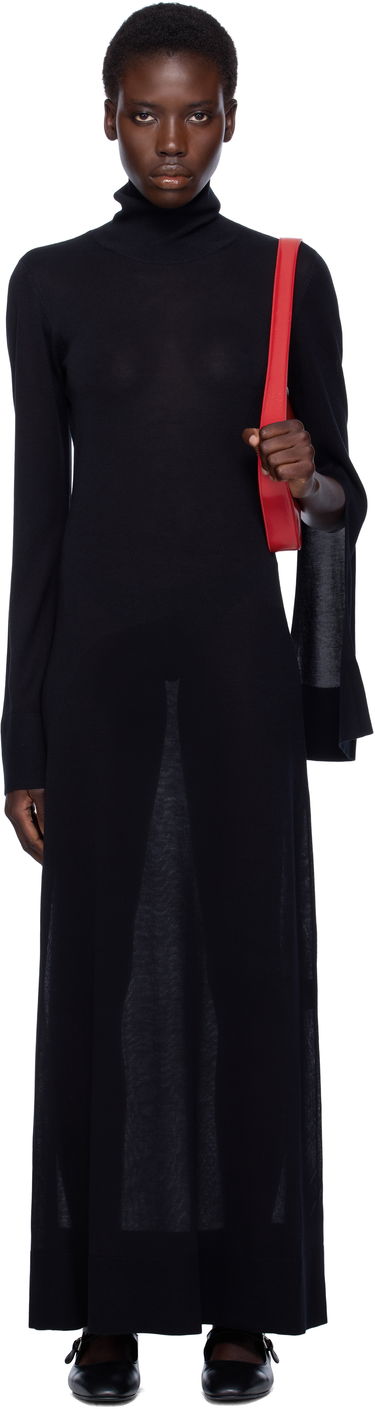 Pокля TOTEME TOTEME Slit Sleeve Knit Maxi Dress Черно | 253-WRD0236-YA0079, 0