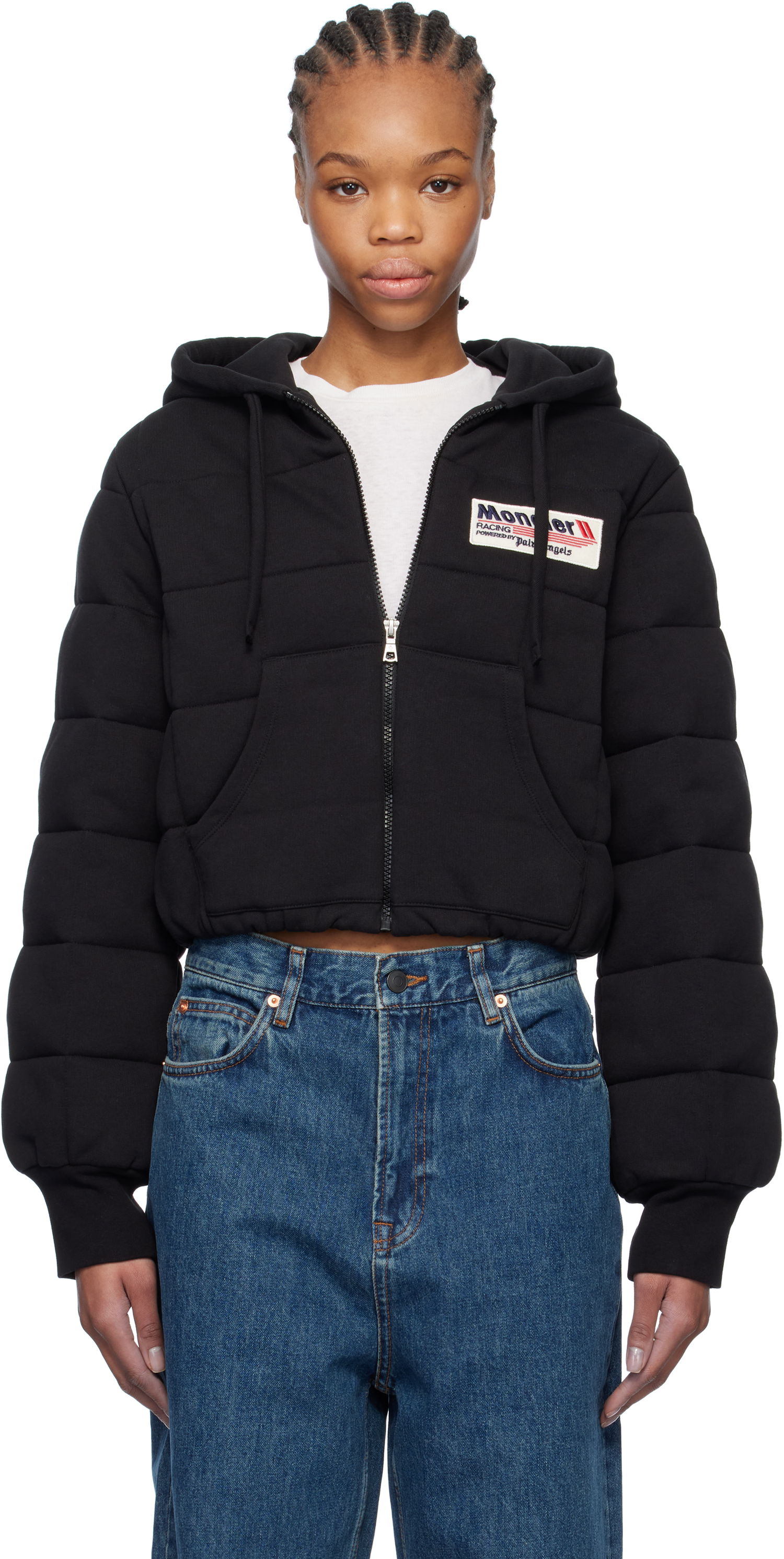Суитчър Moncler Moncler Genius x Palm Angels Zip-Up Down Hoodie Черно | J209L8G00007899V4, 0