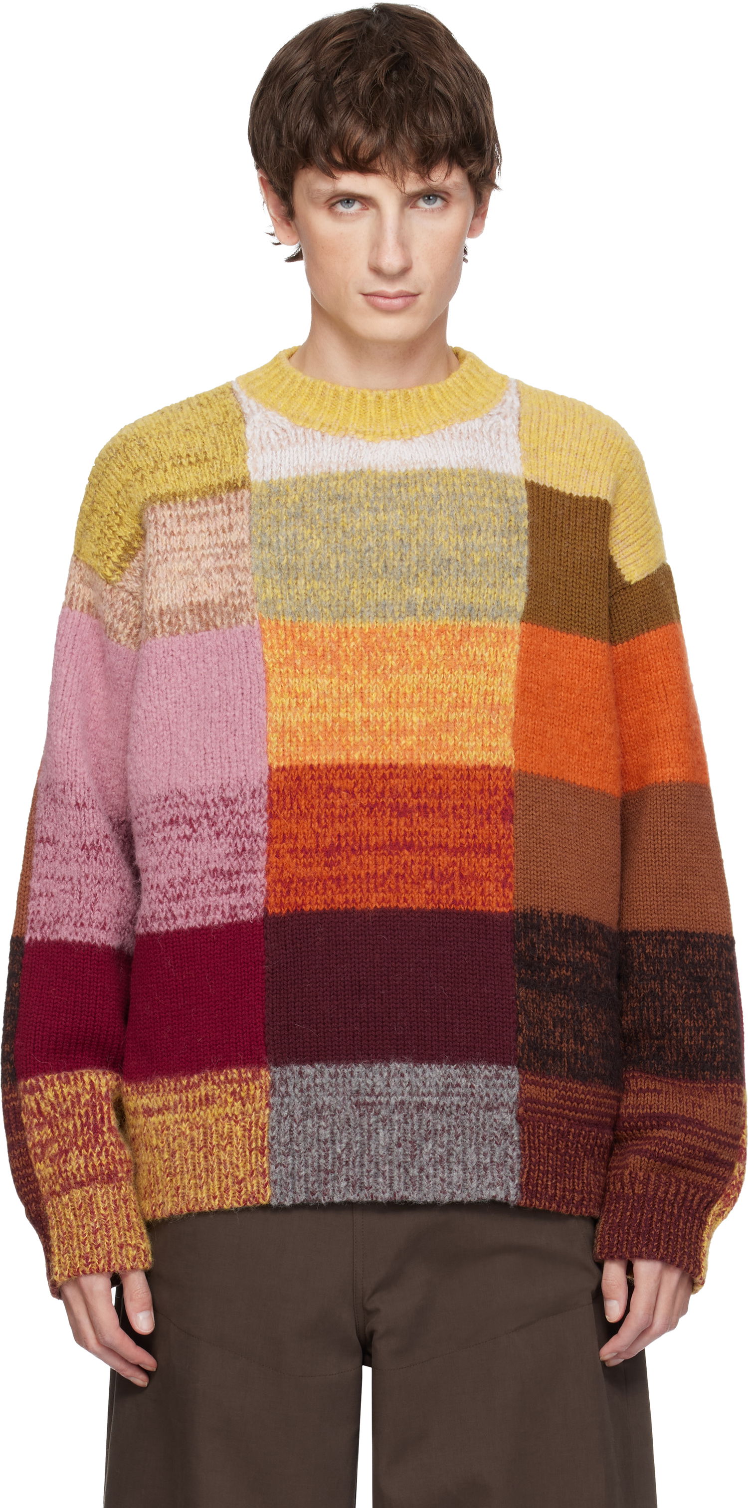 Пуловер Dries Van Noten Dries Van Noten Patchwork Wool Sweater Многоцветен | 252-021234-2725, 0