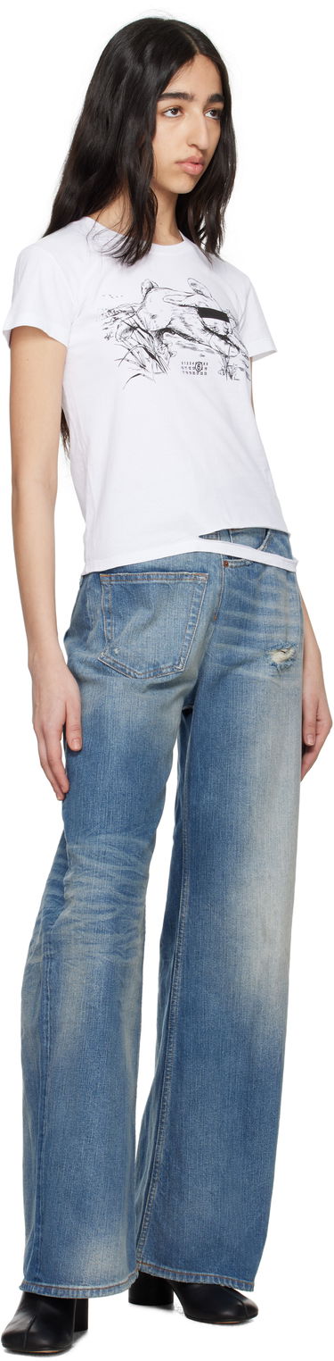 Дънки Maison Margiela MM6 Maison Margiela Twist Wide Leg Jeans Синьо | S52LA0243 M30016, 3